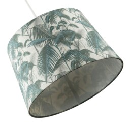 Rackhams Modern Green Palm Trees Linen Fabric Drum Lamp Shade with Cotton Inner - thumbnail 5