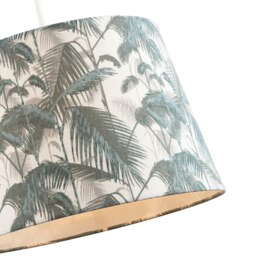 Rackhams Modern Green Palm Trees Linen Fabric Drum Lamp Shade with Cotton Inner - thumbnail 3