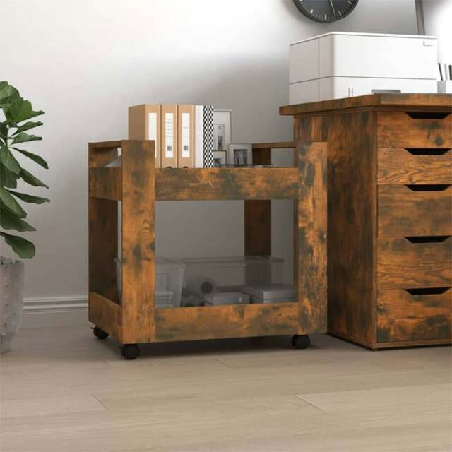 Rackhams Desk Trolley Smoked Oak 60x45x60 cm Engineered Wood