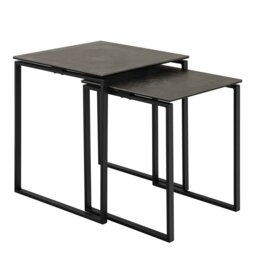 Rackhams Katrine Square Coffee Table Set in Ceramic Black - black - Black - 50 - thumbnail 2