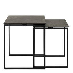 Rackhams Katrine Square Coffee Table Set in Ceramic Black - black - Black - 50 - thumbnail 3