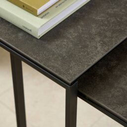 Rackhams Katrine Square Coffee Table Set in Ceramic Black - black - Black - 50 - thumbnail 5
