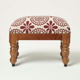 Rackhams Cassia Red Geometric Footstool - 50 x 30 cm