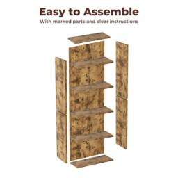 Rackhams 6 Tier Book Shelf Storage Shelves Bookcase Display Unit Organizer Cabinet - thumbnail 6