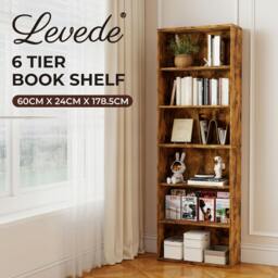 Rackhams 6 Tier Book Shelf Storage Shelves Bookcase Display Unit Organizer Cabinet - thumbnail 2