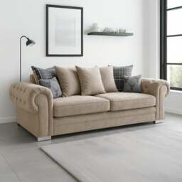 Rackhams Milan Chesterfield Fabric 3 + 2 Seater Sofa Suite - Scatter Back - Black - thumbnail 5