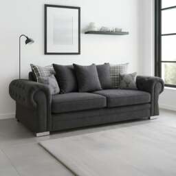 Rackhams Milan Chesterfield Fabric 3 + 2 Seater Sofa Suite - Scatter Back - Black - thumbnail 6