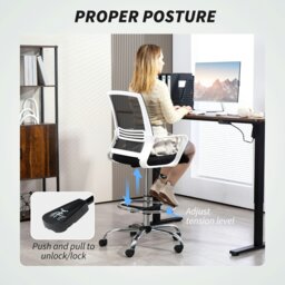 Rackhams Draughtsman Chair, Mesh Ergonomic Drafting Chair, Black - Grey - Yes - Draughtsman Chair - thumbnail 5