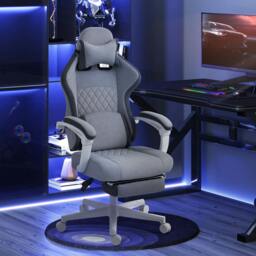 Rackhams Printed Velvet Computer Recliner Chair with Adjustable Height, Grey - Grey - Gaming Chair - Velvet, Foam, Nylon