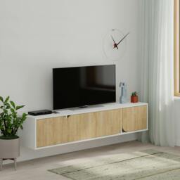 Rackhams Spark Modern TV Unit Multimedia Centre with Storage Cabinet 180cm Width - White