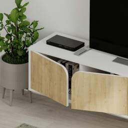 Rackhams Spark Modern TV Unit Multimedia Centre with Storage Cabinet 180cm Width - White - thumbnail 6