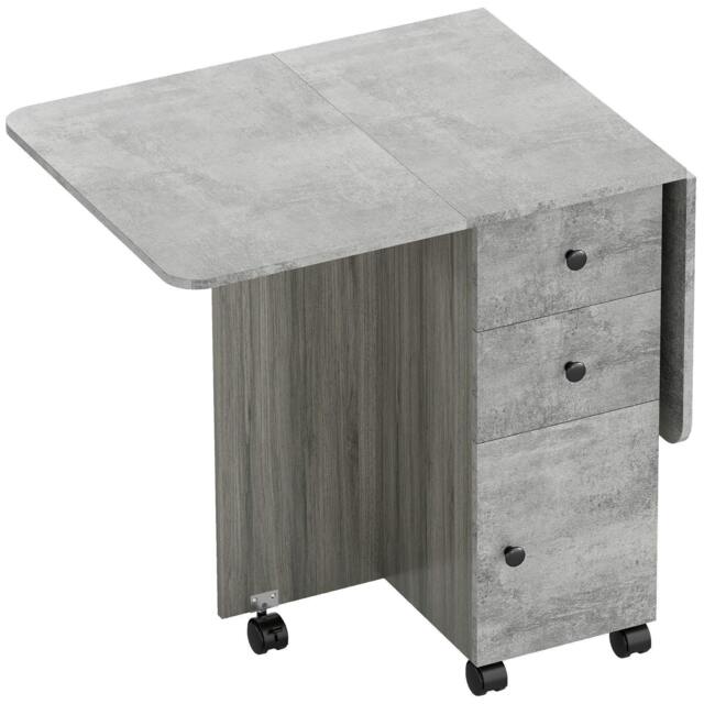 Rackhams Multi-Storage Six-Person Drop Leaf Dining Table - Mixed Grey - image 1