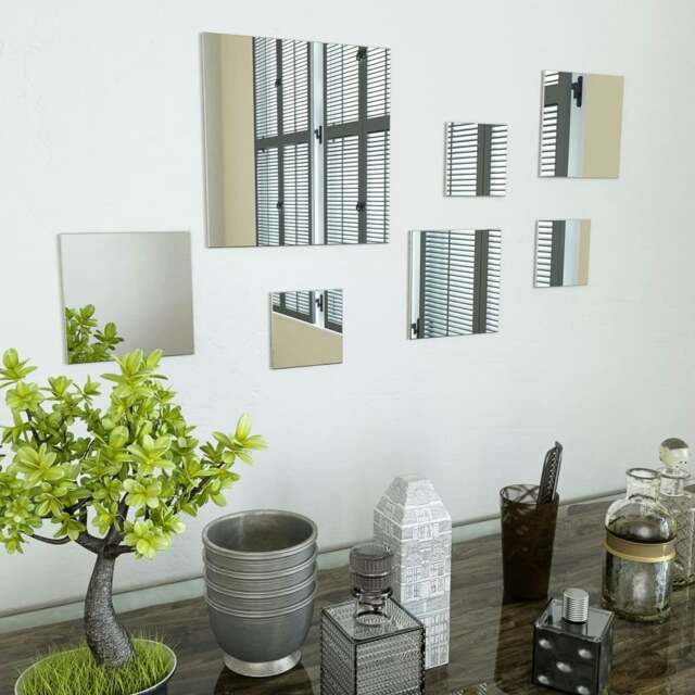 Rackhams 7 Piece Wall Mirror Set Square Glass