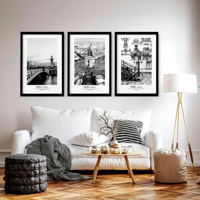Rackhams Posters for living room - set of 3 Paris wall art prints - 20 x 30 in / 50 x 76 cm - Matte museum Quality Art Paper 290 gsm - Oak Frame - image 1