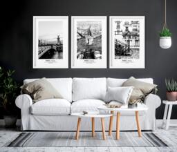 Rackhams Posters for living room - set of 3 Paris wall art prints - 20 x 30 in / 50 x 76 cm - Matte museum Quality Art Paper 290 gsm - Oak Frame - thumbnail 3