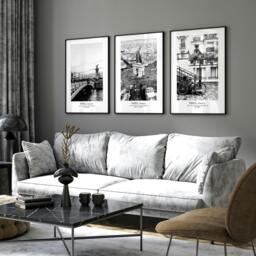 Rackhams Posters for living room - set of 3 Paris wall art prints - 20 x 30 in / 50 x 76 cm - Matte museum Quality Art Paper 290 gsm - Oak Frame - thumbnail 2