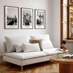 Rackhams Posters for living room - set of 3 Paris wall art prints - 20 x 30 in / 50 x 76 cm - Matte museum Quality Art Paper 290 gsm - Oak Frame - thumbnail 4