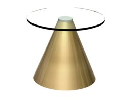 Rackhams Oscar Round Side Tables - Brass Brushed - Clear Glass