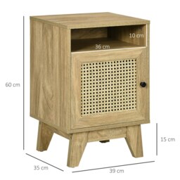 Rackhams Nightstand, Rattan Bedside Table w/ Cabinet, Shelf, Natural - thumbnail 6