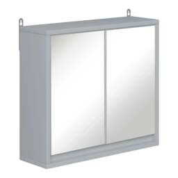 Rackhams Wall Mounted Mirror Cabinet with Storage Shelf Bathroom Cupboard Double Door Grey - Grey - thumbnail 1