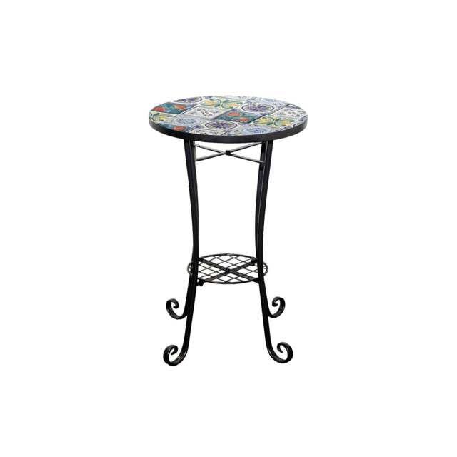 Rackhams 35cm Mosaic Plant Stand and Side Table with Ceramic Tile Top for Indoor and Outdoor Use - 38.5 x 44 x 68 - image 1