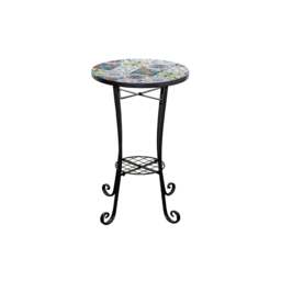Rackhams 35cm Mosaic Plant Stand and Side Table with Ceramic Tile Top for Indoor and Outdoor Use - 38.5 x 44 x 68