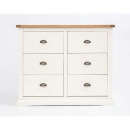 Rackhams Cosenza 6 Drawer Chest of Drawers Brass Cup Handle - Off White