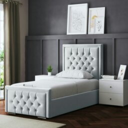 Rackhams Allegra Divan Bed with Upholstered Headboard - Silver - Small Double / 4ft