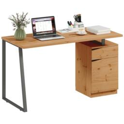 Rackhams Computer Desk, Writing Table with Cabinet and Drawer, Natural - 60 - 135 - 75 - thumbnail 3