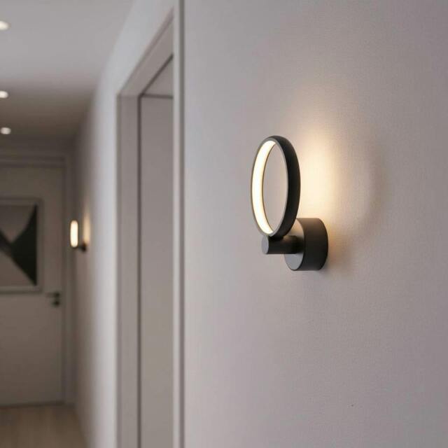 Rackhams 6 Watt Round Black Decorative LED Indoor Wall Lamp - image 1
