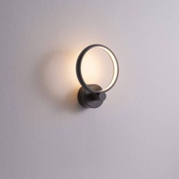Rackhams 6 Watt Round Black Decorative LED Indoor Wall Lamp - thumbnail 2