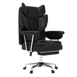 Rackhams Office Desk Chair Big and Tall for Heavy People with Footrest PU Black