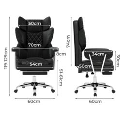 Rackhams Office Desk Chair Big and Tall for Heavy People with Footrest PU Black - thumbnail 3