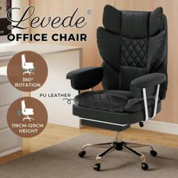 Rackhams Office Desk Chair Big and Tall for Heavy People with Footrest PU Black - thumbnail 2