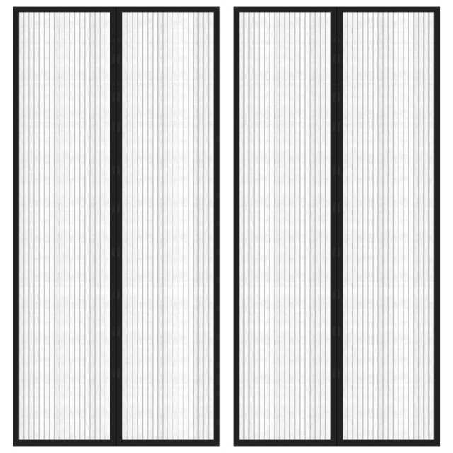 Rackhams Insect Door Curtains 2 pcs with Magnet Blocks Black 220x110 cm