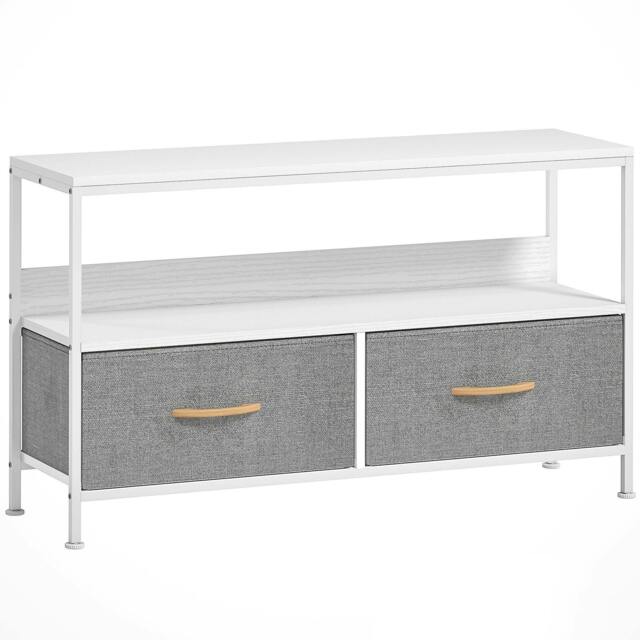 Rackhams TV Stand Cabinet with 2 Foldable Drawers - White