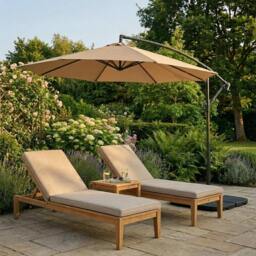 Rackhams Cantilever Parasol 3m With Full Fan Base – Beige - thumbnail 4