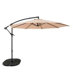 Rackhams Cantilever Parasol 3m With Full Fan Base – Beige - thumbnail 1
