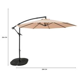 Rackhams Cantilever Parasol 3m With Full Fan Base – Beige - thumbnail 5