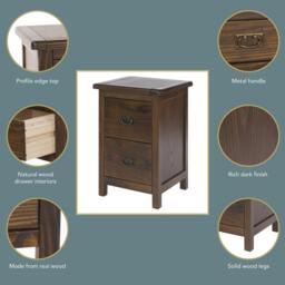 Rackhams Boston 2 Drawer Petite Bedside Cabinet - thumbnail 6