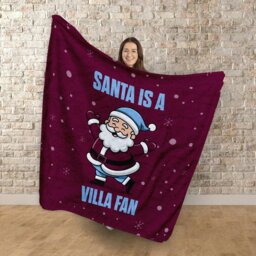 Rackhams Santa is a Villa Football Fan - Luxury Fleece Blanket 150cm X 150cm - thumbnail 2