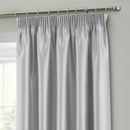 Rackhams Faux Silk Pencil Pleat Curtains - 117cm x 137cm - Cream - thumbnail 2
