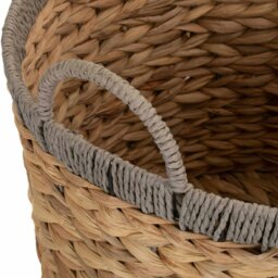 Rackhams Round Water Hyacinth Storage Basket With Grey Rope Border - Set of 2 - thumbnail 5