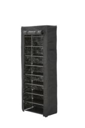 Rackhams 10 Tier Simple Dustproof Multi-Layer Fabric Storage Artifacts Shoe Rack w/ Door - Black - One Size - thumbnail 2