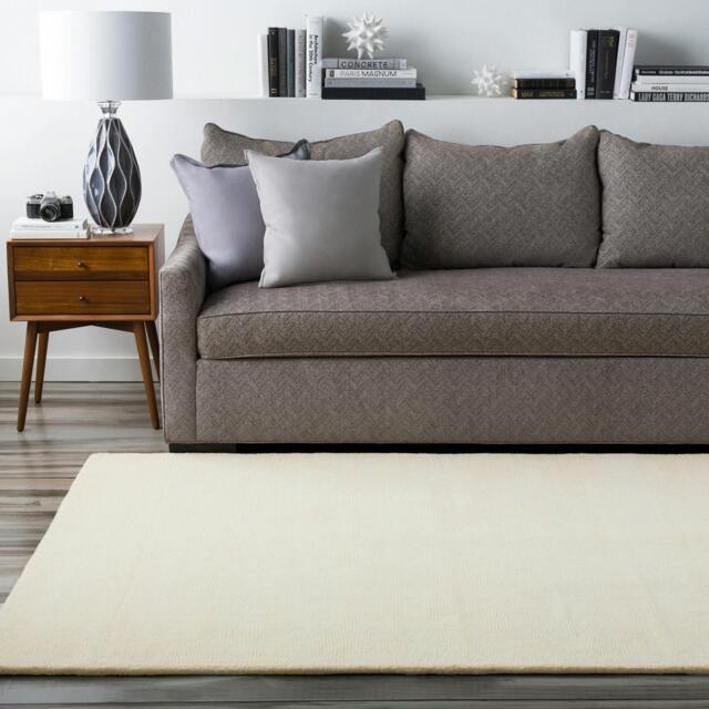 Rackhams Mystique-Hand-Loomed Beige Wool Modern Rug - 183 x274 cm