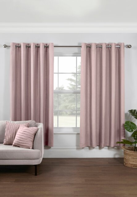 Rackhams Pure Washed Linen Lined Eyelet Curtains - Pink - Width 167cm x Drop 182cm - Pink - image 1