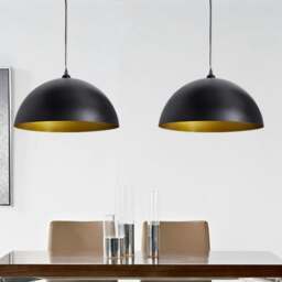 Rackhams Ceiling Lamp 2 pcs Height-adjustable Semi-spherical Black - thumbnail 1