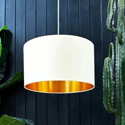 "Rackhams Lemon Cotton Lampshade With Copper Foil Lining - 25cm Diameter x 25cm Height / (10"" x 10"")" - thumbnail 1