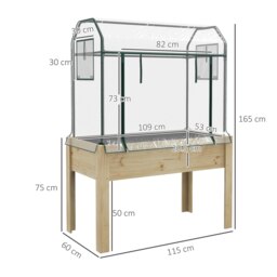 Rackhams Wooden Raised Planter, Garden Bed with Greenhouse Cover and Bed Liner - thumbnail 5