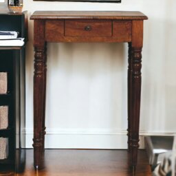 Rackhams Solid Wood Chestnut Turned Leg Writing Desk - thumbnail 1